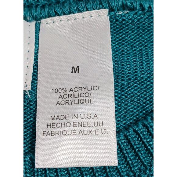 ALFRED DUNNER Spring Sweater Womens Medium Short Sleeve Teal Acrylic EUC - Picture 3 of 7